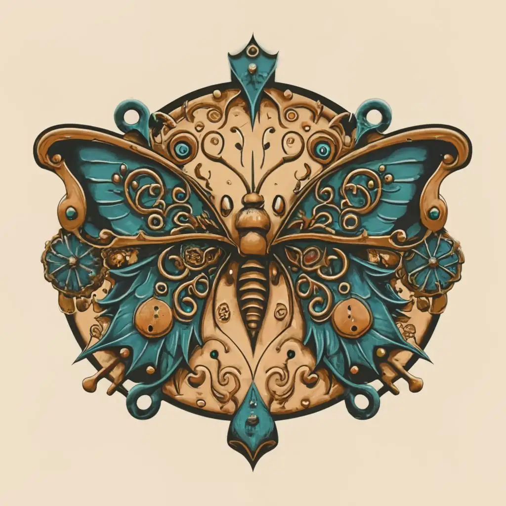 logo, logo, vector steampunk style Butterfly BLACK BACKGROUND , bright vibrant colors . BLACK BACKGROUND,  ultra sharp 3mm outlined lettering and image, full color image fill , ultra-detailed images with sharp lines and textures, capturing every detail with precision, ultra fine sharp outlined image , no copyright, no watermark, , , with the text ".", typography