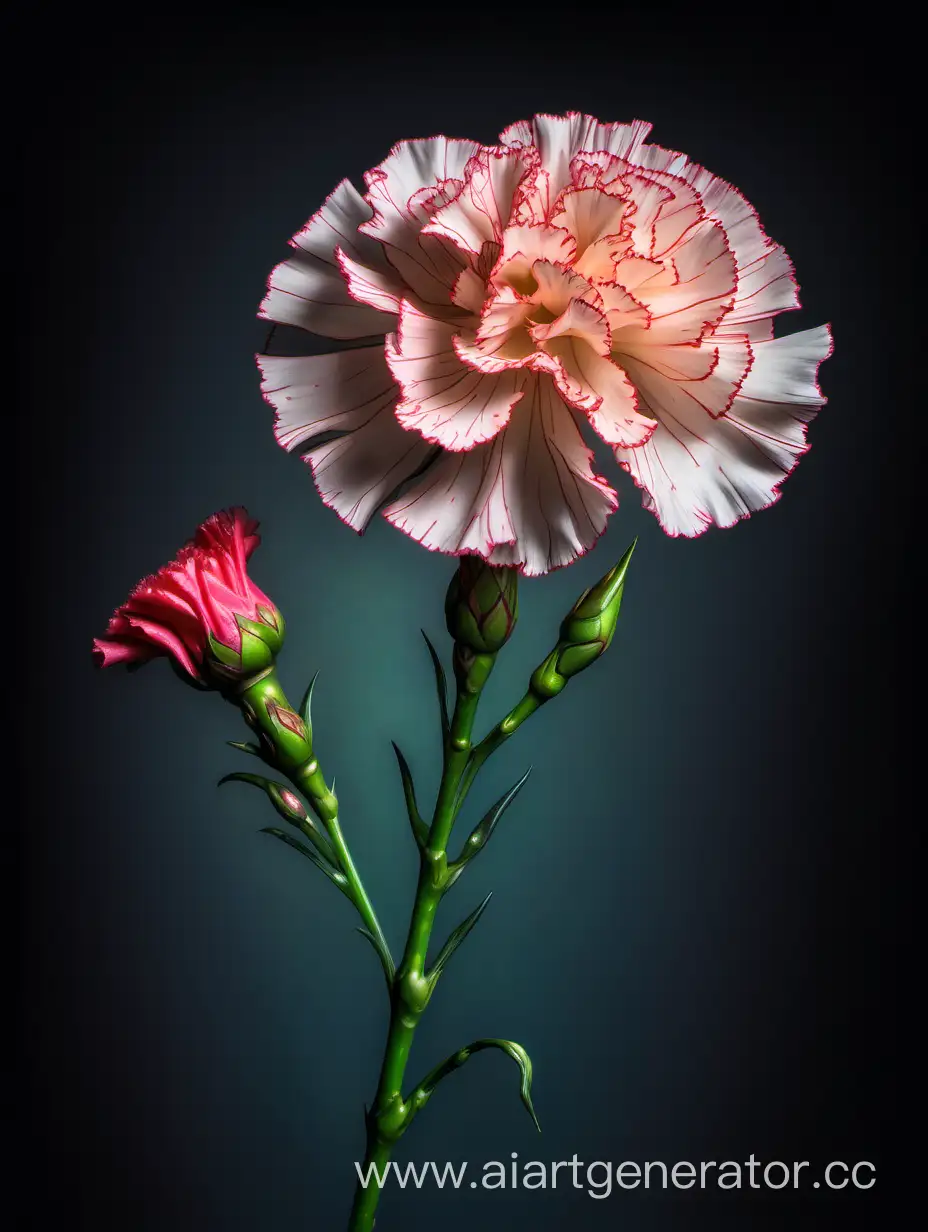 Vibrant-Single-Carnation-Flower-in-Full-Bloom-with-Detailed-Stalk