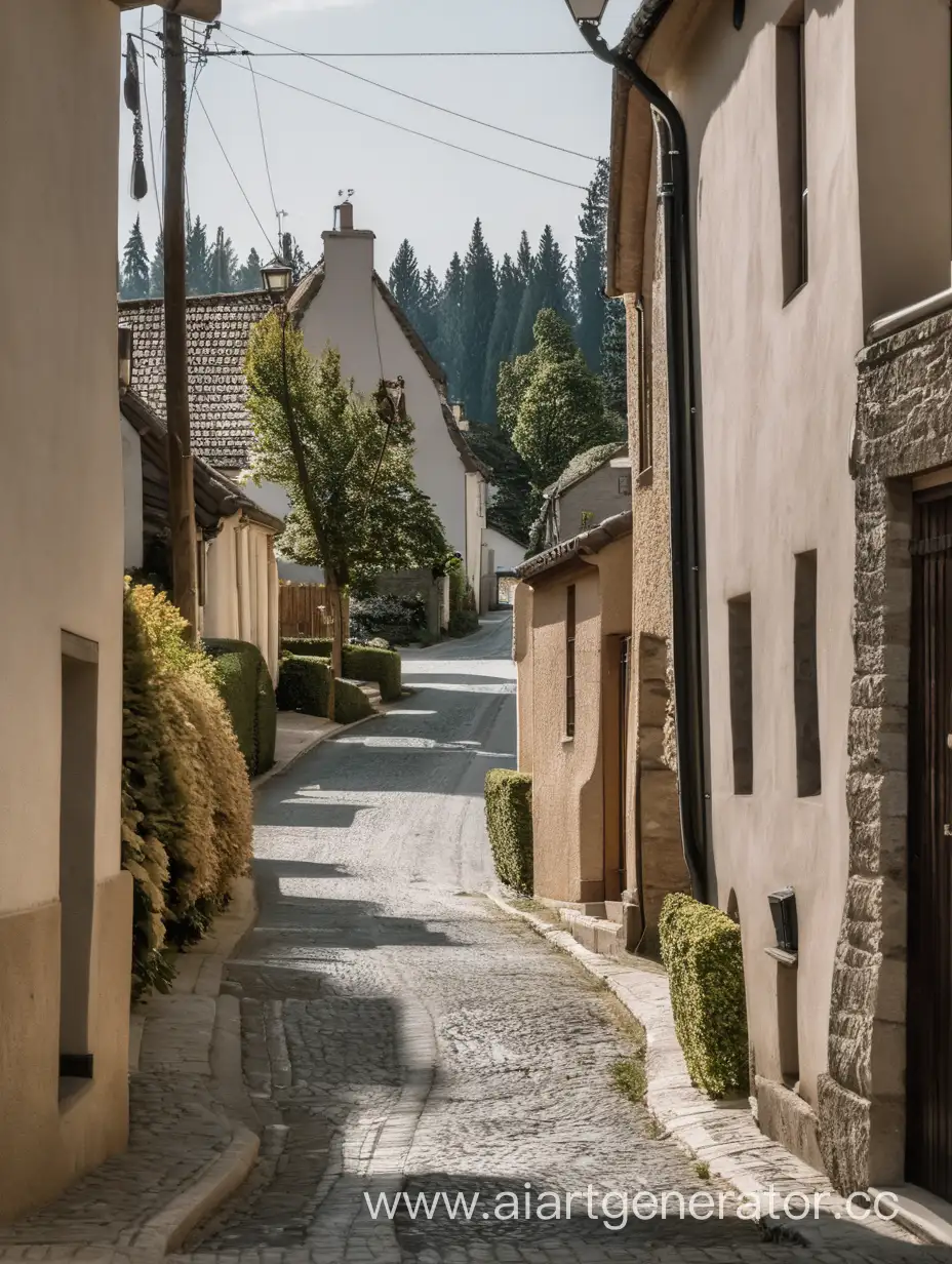 Charming-Village-Street-Scene-with-Quaint-Architecture-and-Lively-Atmosphere