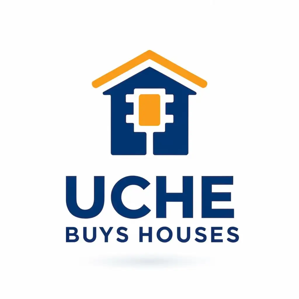 logo, House, with the text "Uche Buys Houses", typography, be used in Real Estate industry