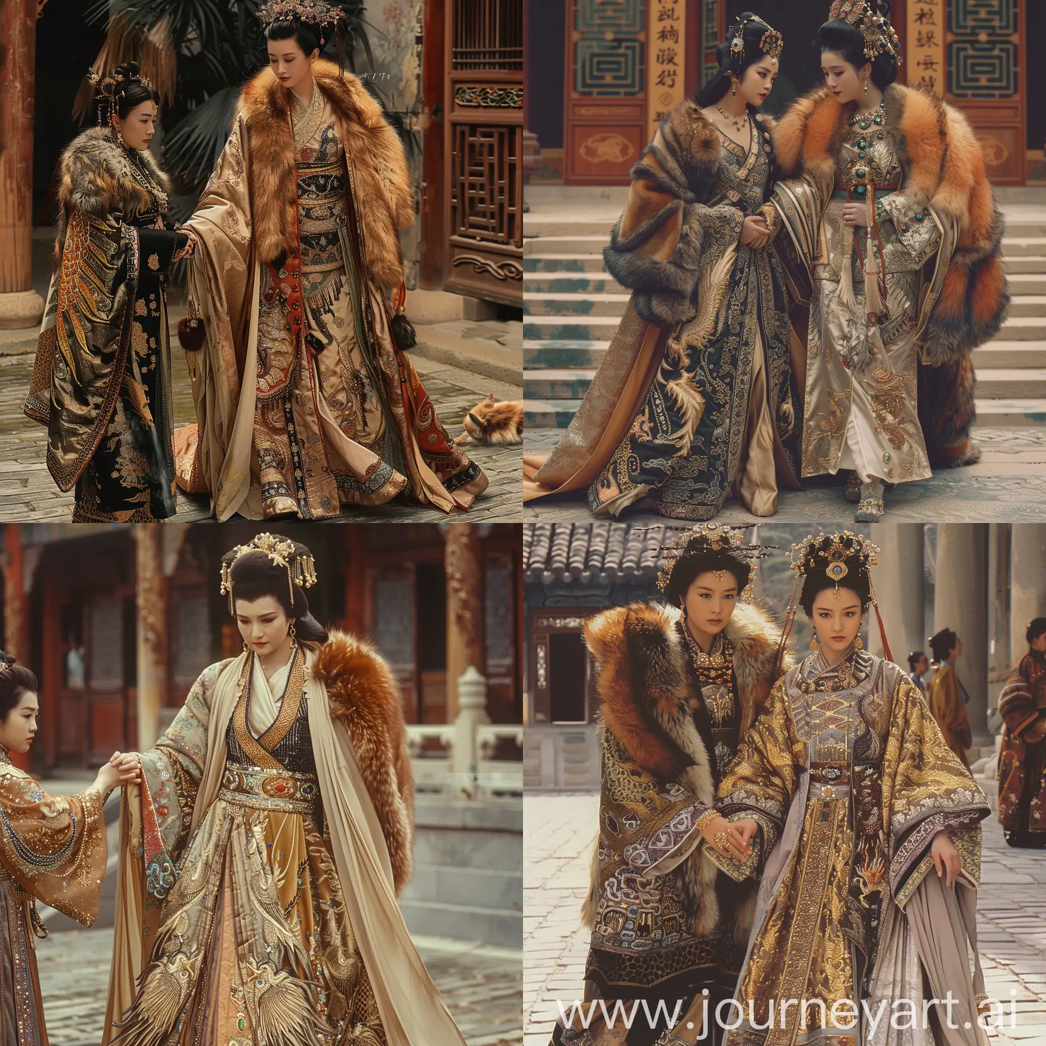 Wu-Zetian-and-Maid-Strolling-in-Luxurious-Hanfu-Attire