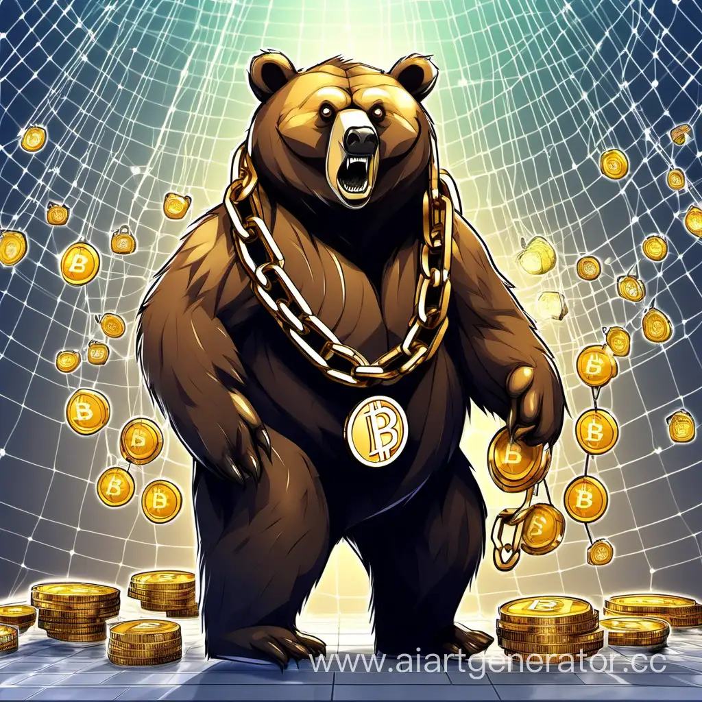 Cryptocurrency-Bear-with-Blockchain-Chains