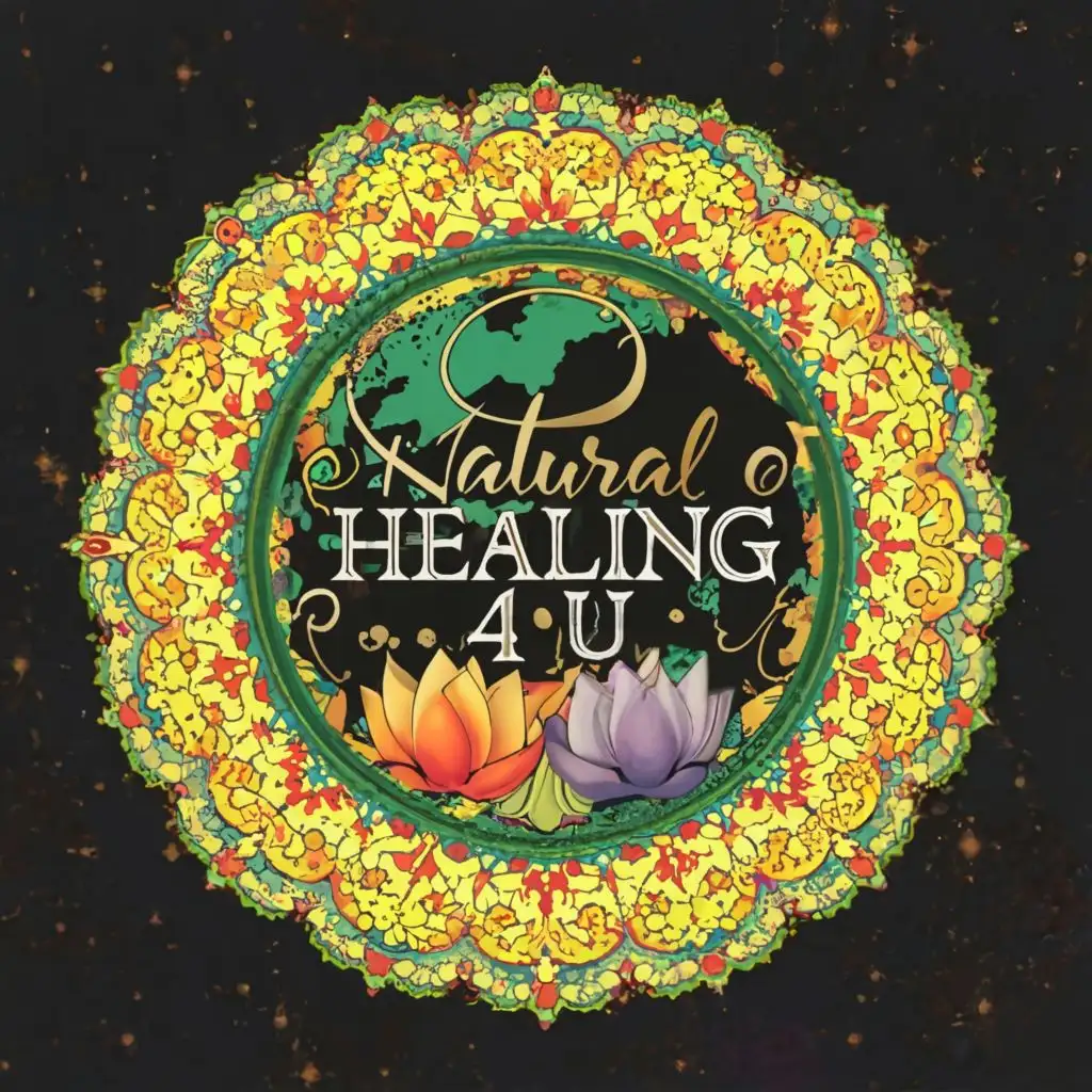 LOGO-Design-For-Natural-Healing-4-U-Harmonious-World-Globe-with-Rainbow-Lotus-Mandala