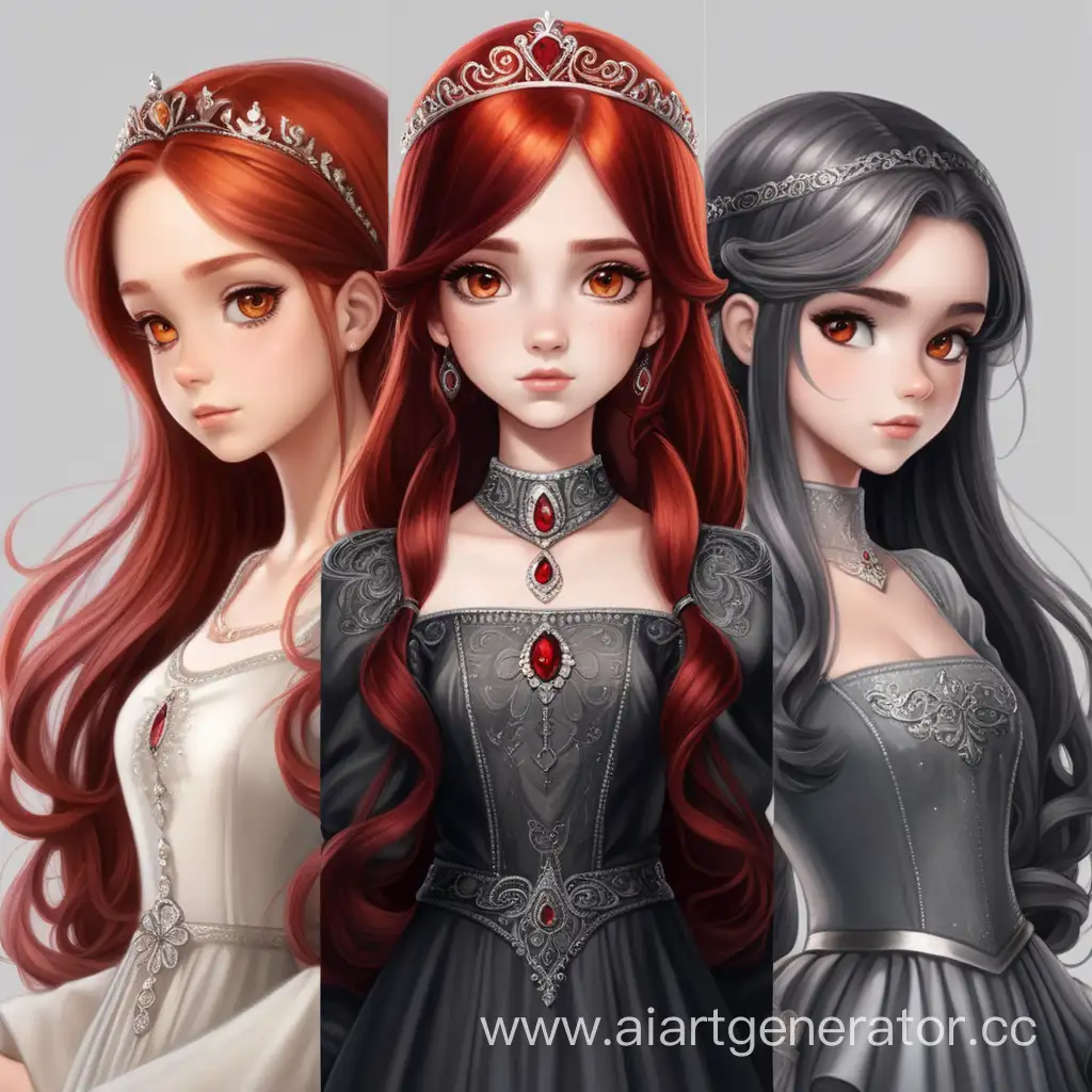 Royal-Princess-with-Red-Hair-and-AmberEyed-Attendants