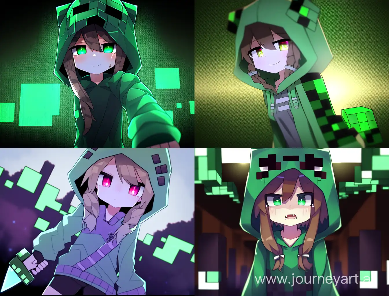 MinecraftInspired-Anime-Girl-in-Niji-Creeper-Hoodie
