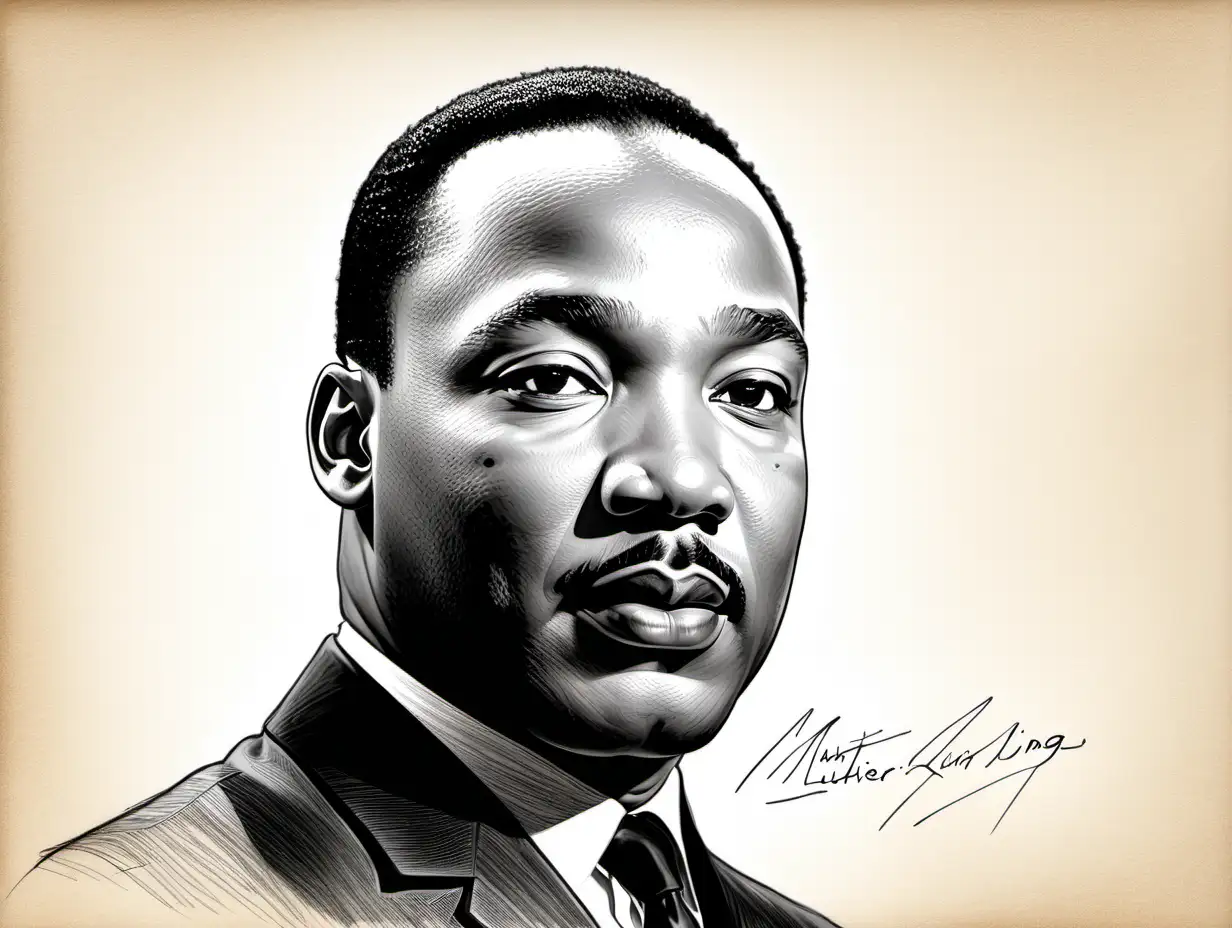 Martin Luther King Jr Sketch Inspirational Civil Rights Leader Portrait