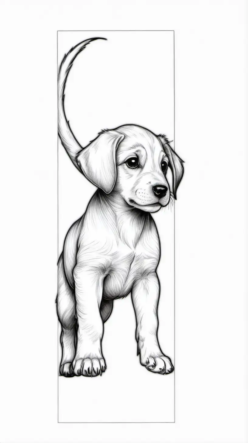 Adorable Puppy Tail Bookmark Illustration