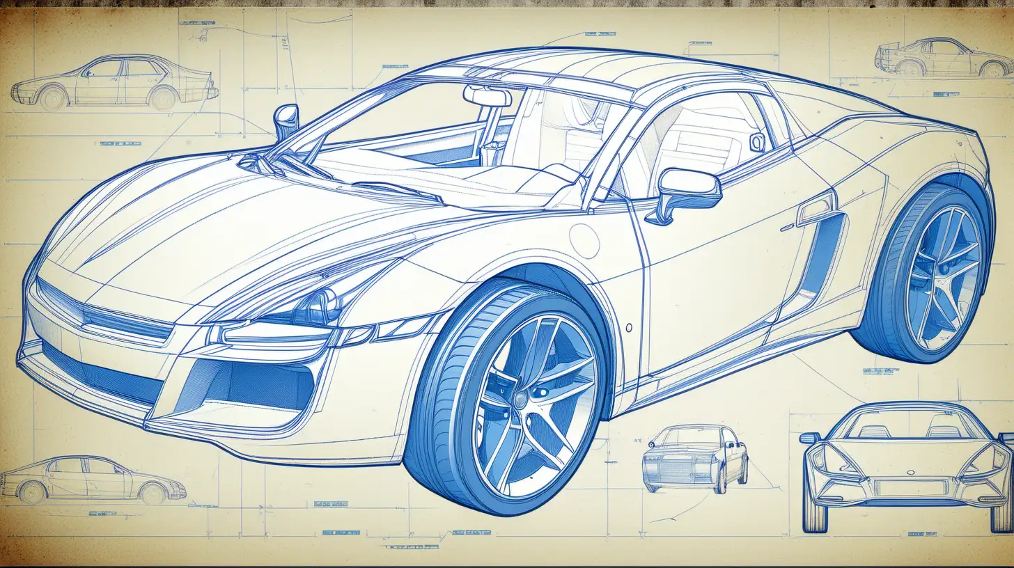 Detailed Car Blueprint Design for Automotive Enthusiasts