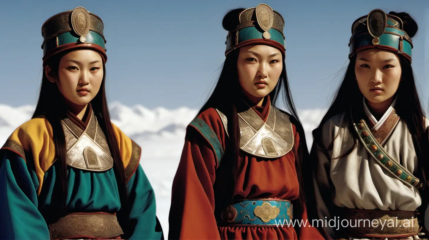 Genghis Khans Daughters in Traditional Mongolian Attire