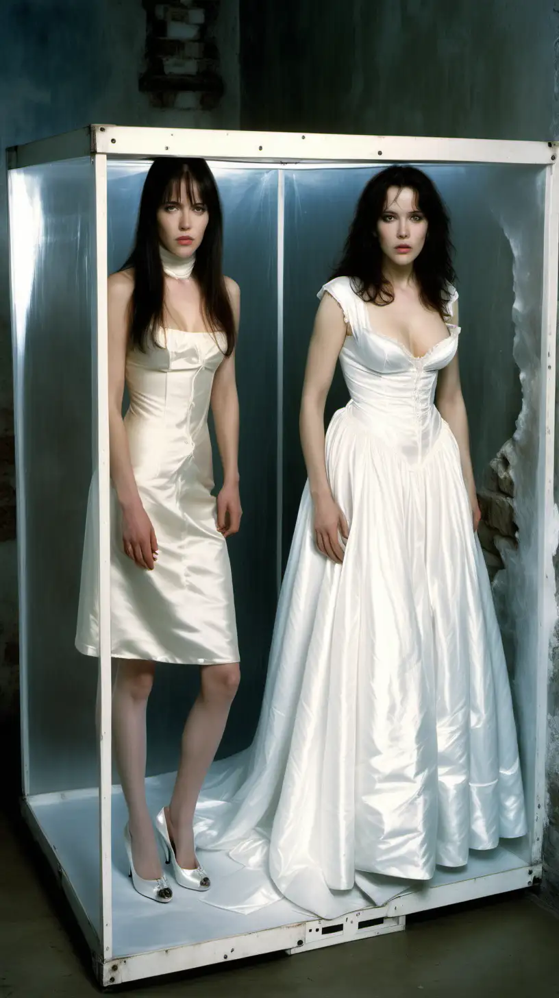 Submissive Isabelle Adjani and Sophie Marceau in Majestic Wedding Dresses