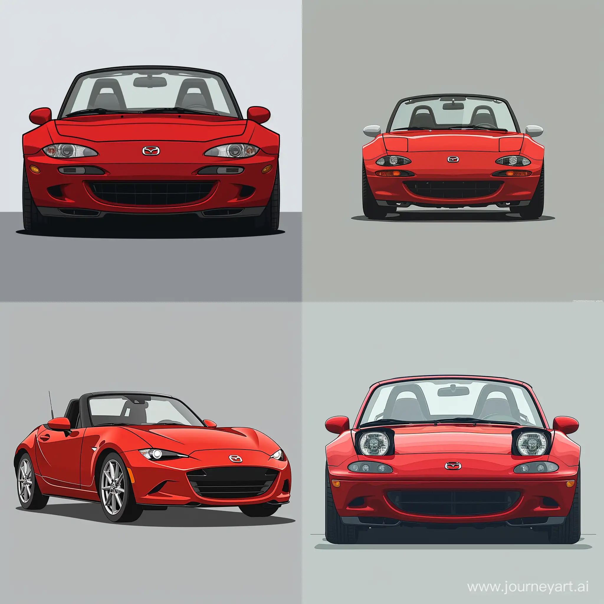 Mazda-Miata-Red-Car-Illustration-on-Simple-Gray-Background