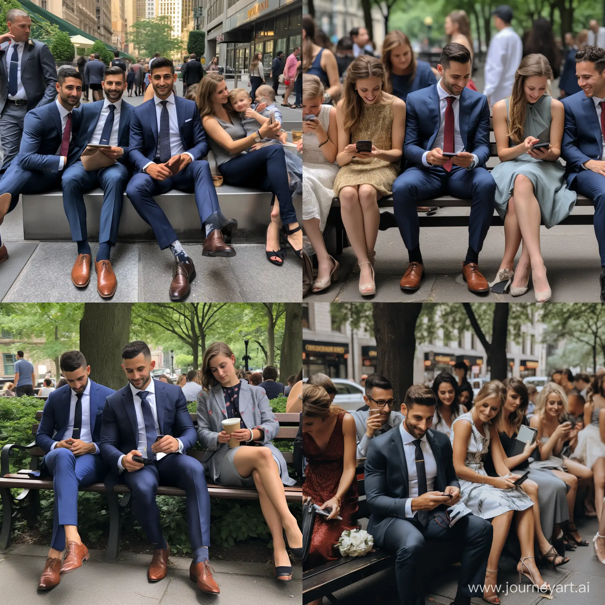 
phone photo of a man sitting on a bench with his family at a wedding in New York posted to reddit in 2019 --style raw