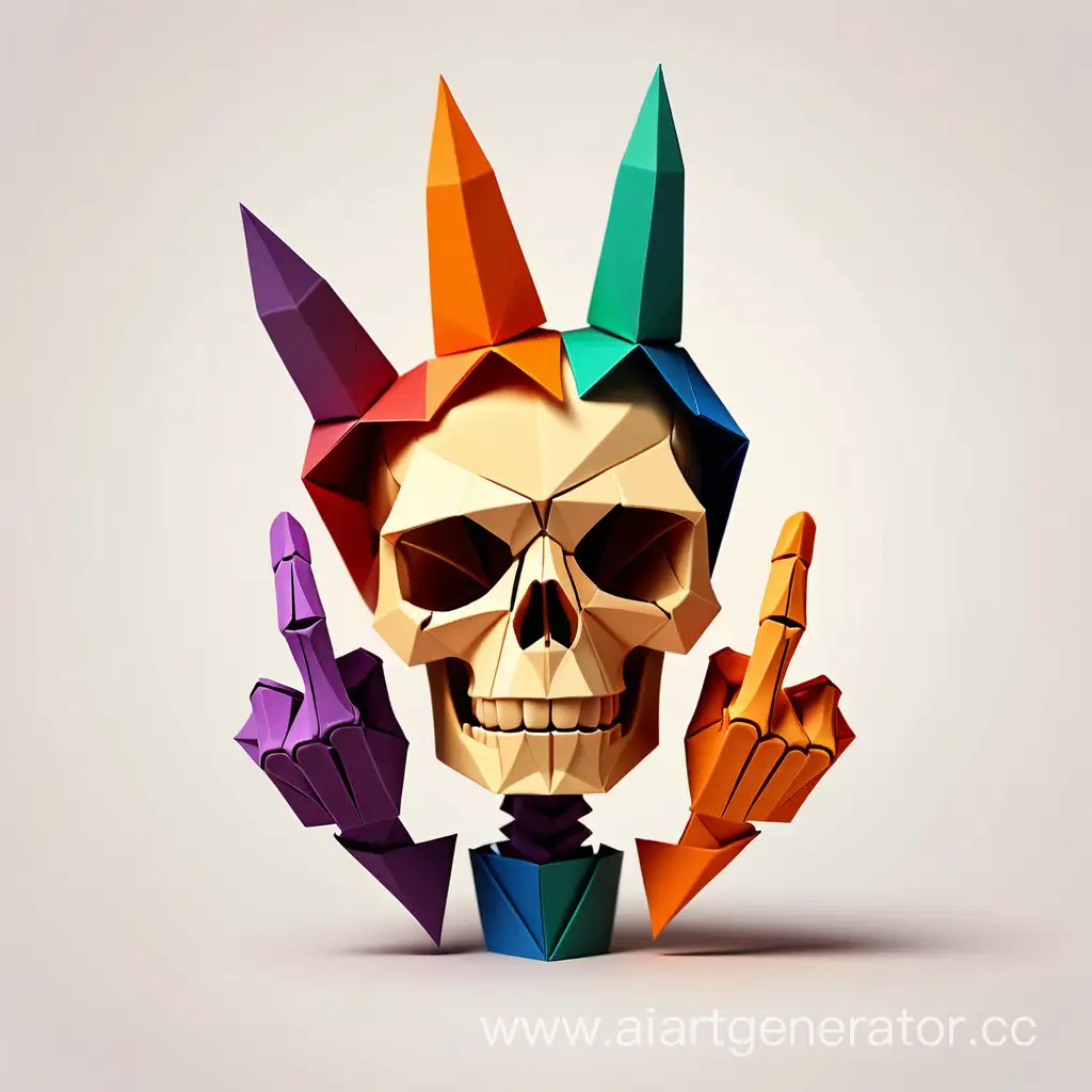 Origami-Skeleton-Middle-Finger-Logo-in-Bold-Colors