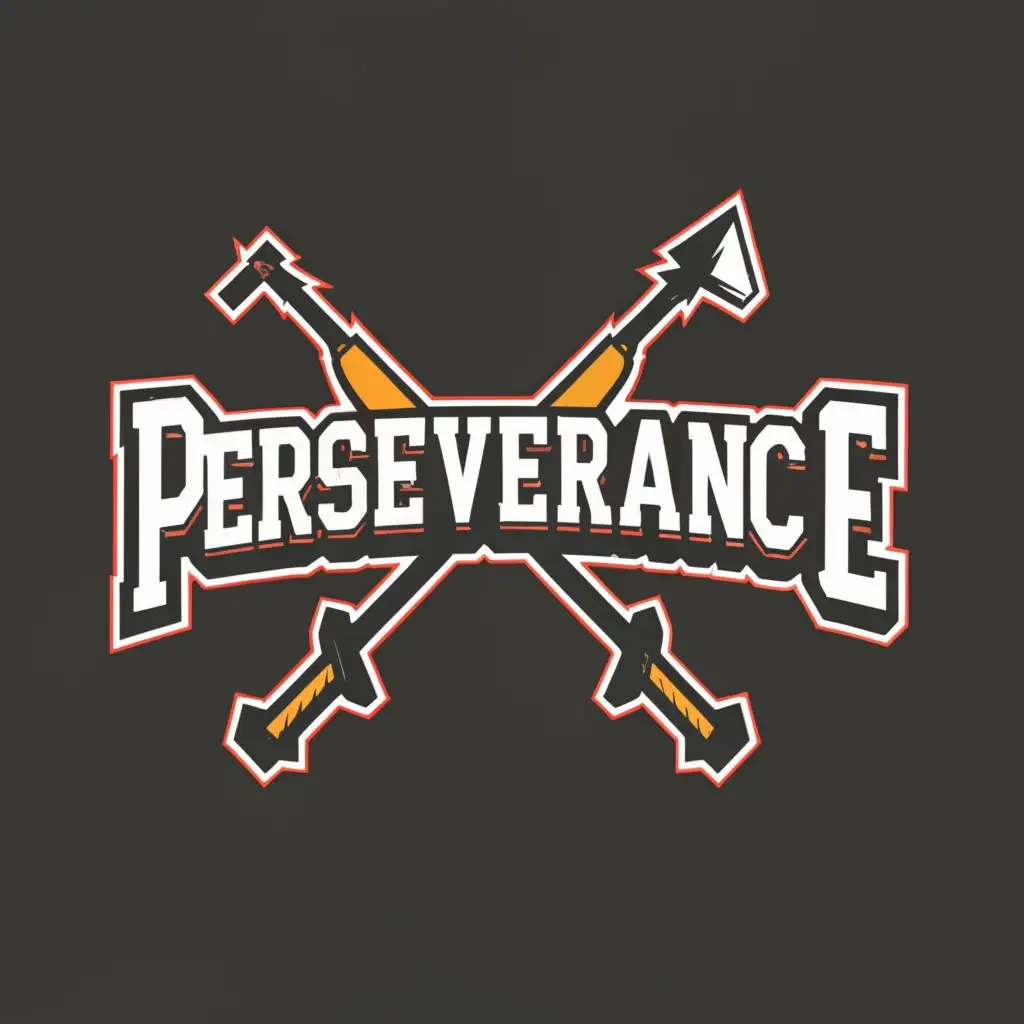 a logo design,with the text "PERSEVERANCE", main symbol:arrow,Moderate,be used in Sports Fitness industry,clear background