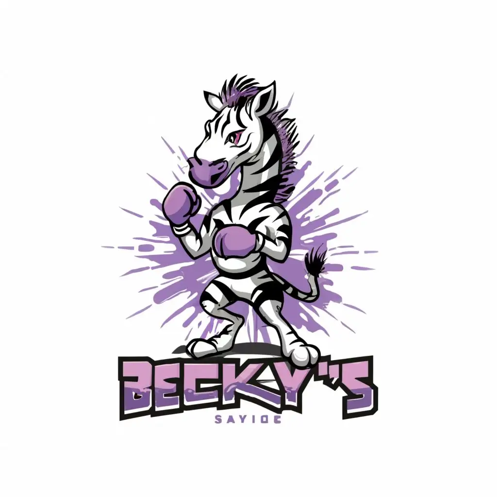 LOGO-Design-For-Beckys-Battle-Courageous-Boxing-Zebra-with-Purple-Bow