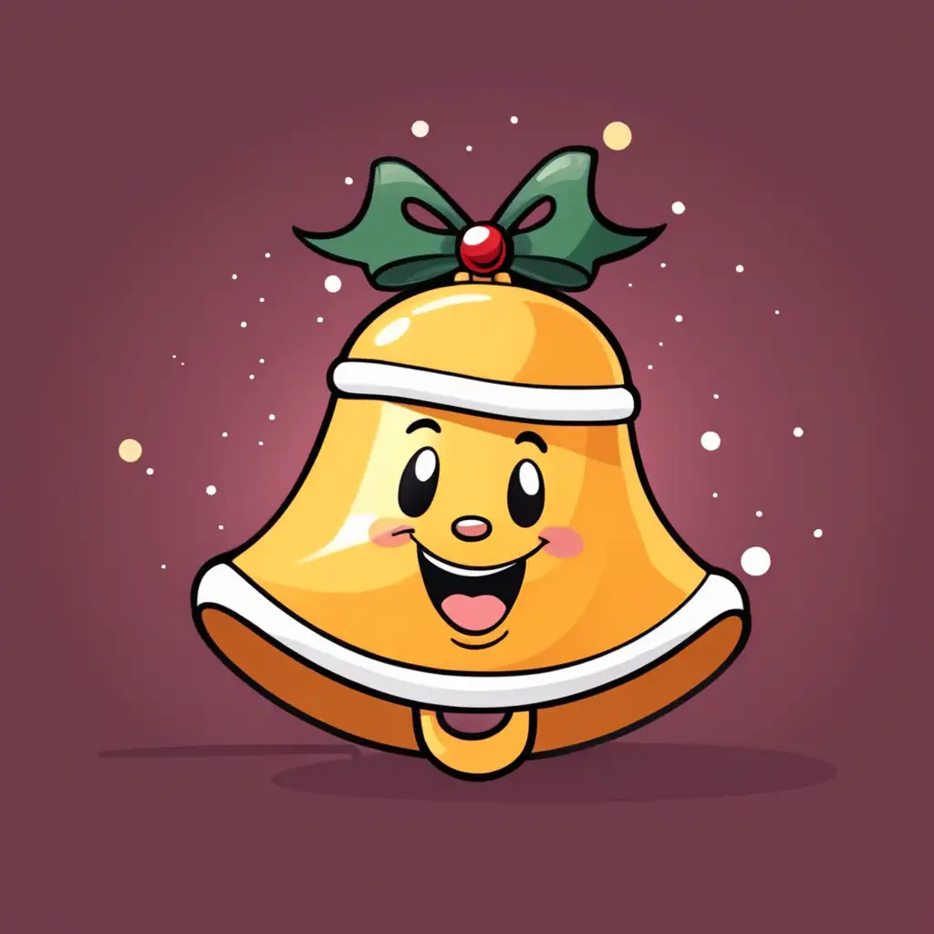 Cheerful Christmas Cartoon Bell Illustration