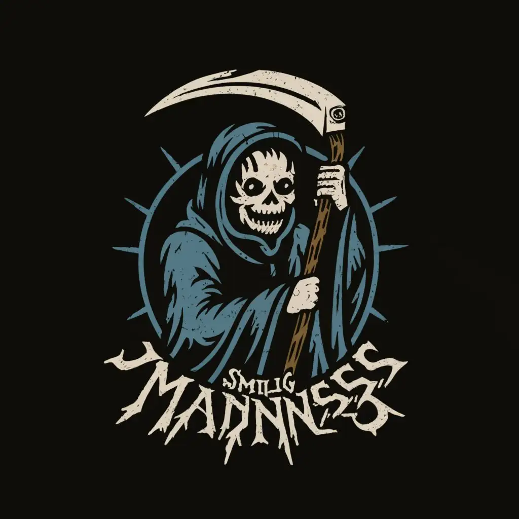 a logo design,with the text "Smiling madness", main symbol:Death metal,Moderate,clear background