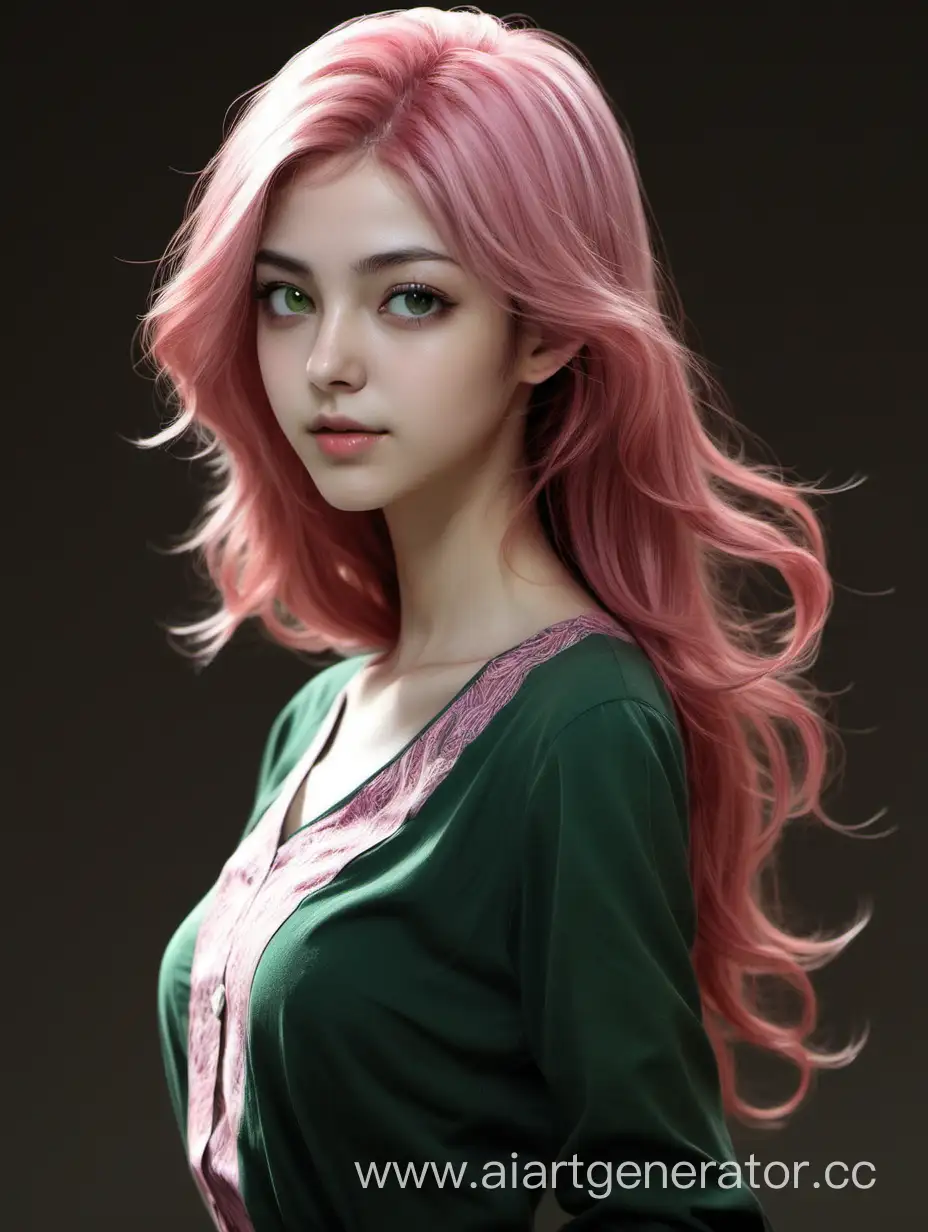 Elegant-Young-Girl-in-Rustic-Attire-with-Persian-Pink-Hair