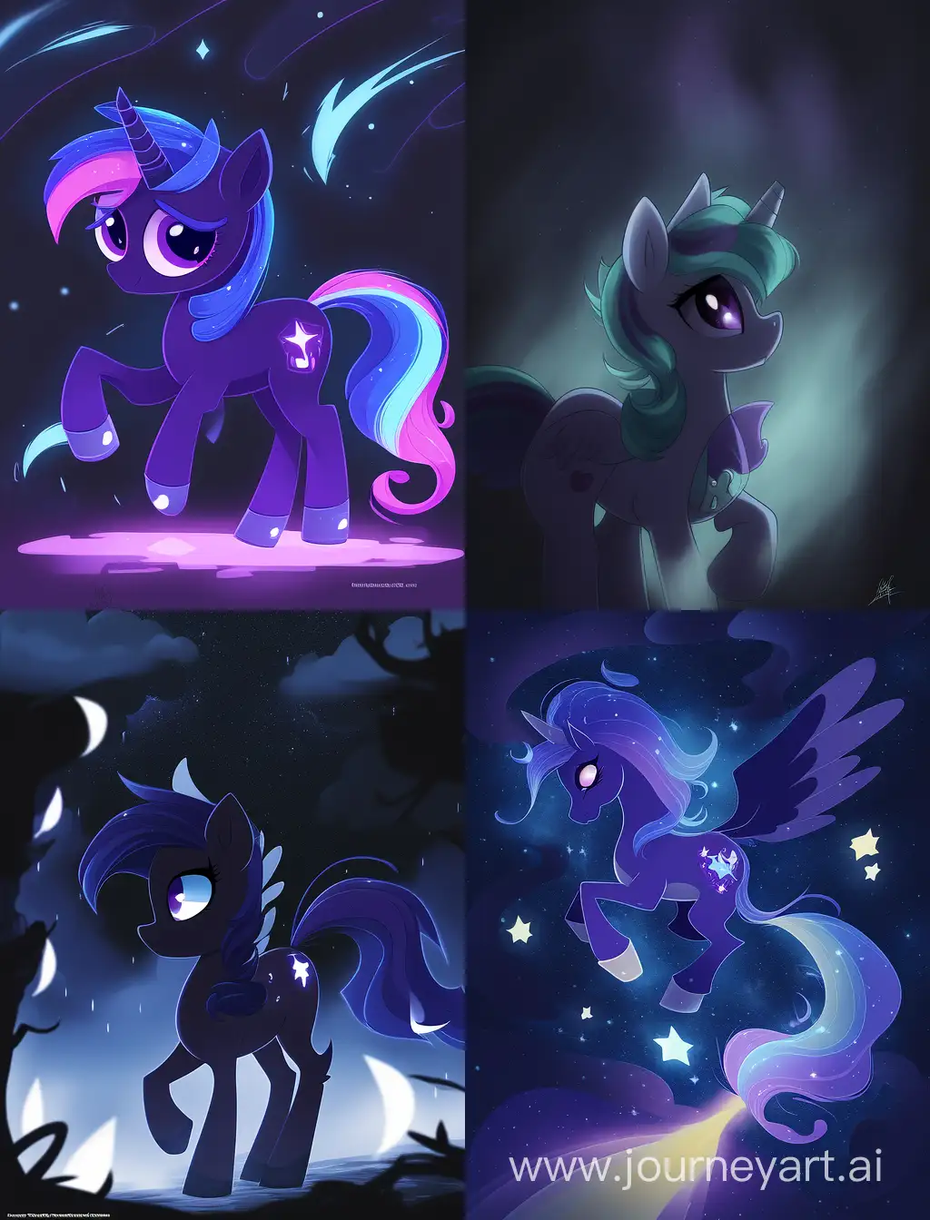 Adorable-My-Little-Pony-Characters-Standing-Tall-in-the-Night