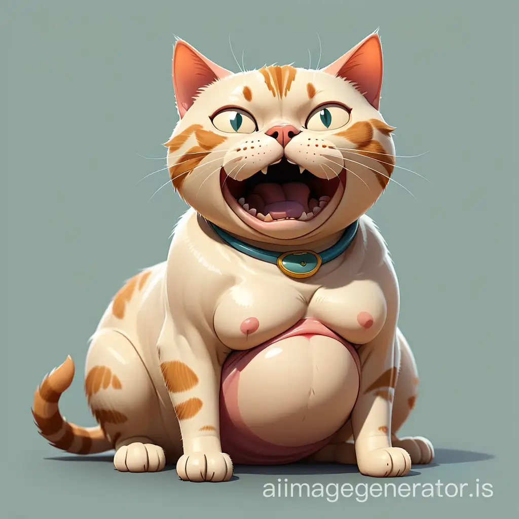 half of the cat's body with a head grows in the belly area from the other half of the dog's body with a head, cartoon style