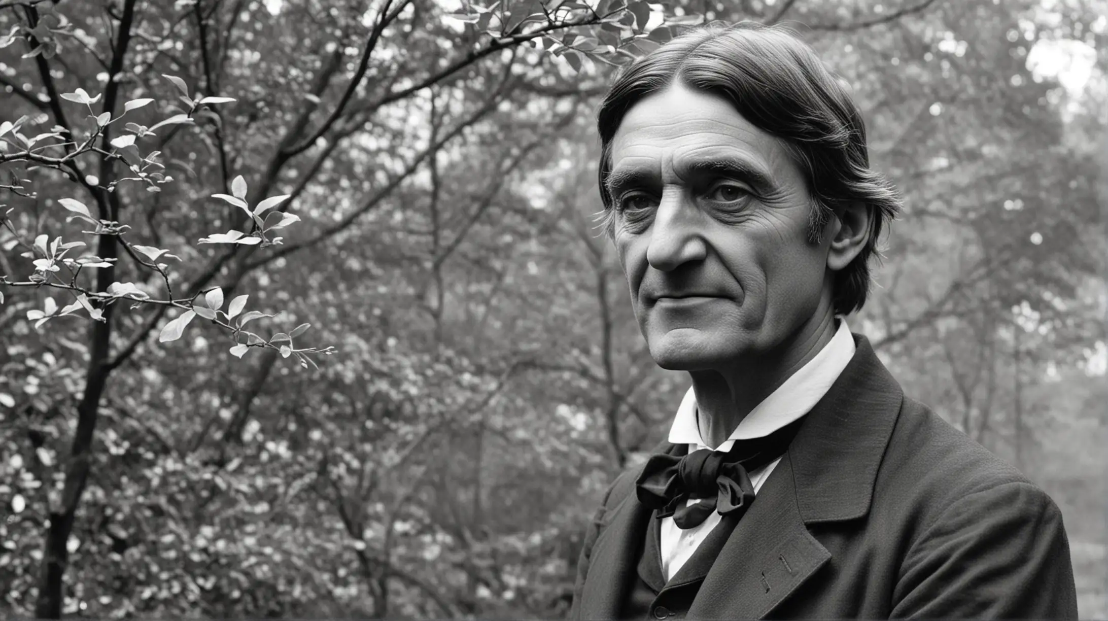 Ralph Waldo Emerson in a Serene Forest Landscape