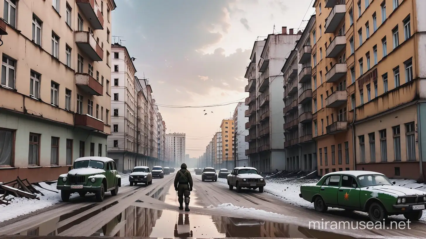 Desolate Urban Landscape PostApocalyptic Scene of a Russian City