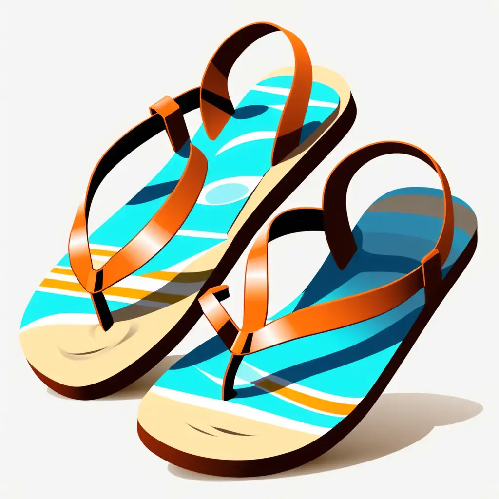 Colorful Beach Sandals on Transparent Background