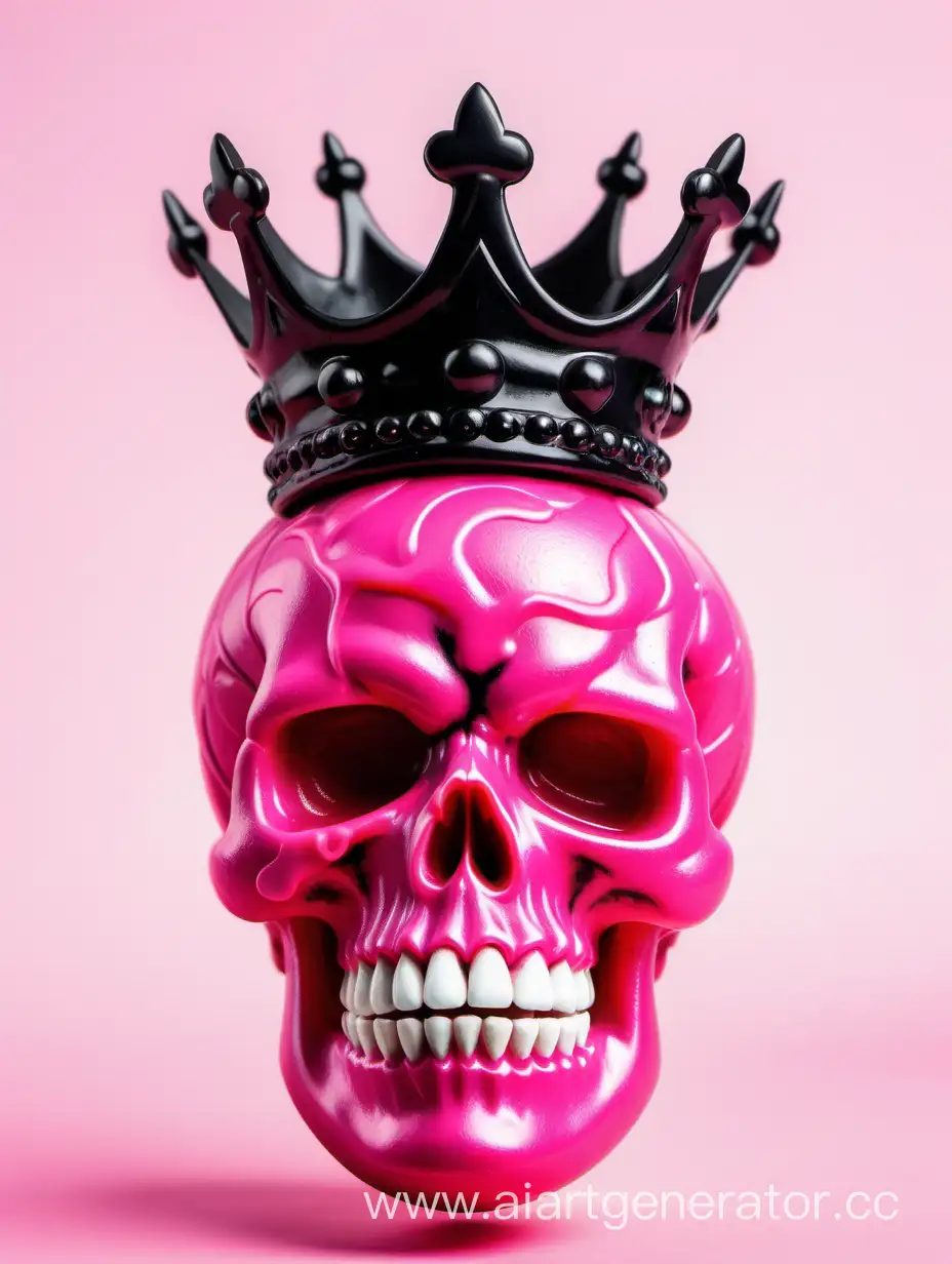 Edgy-Pink-Skull-Bubble-Gum-with-Black-Fire-Crown-on-a-White-Background