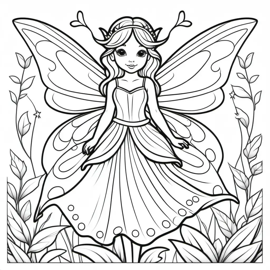 Simple Fairy Coloring Page for Kids