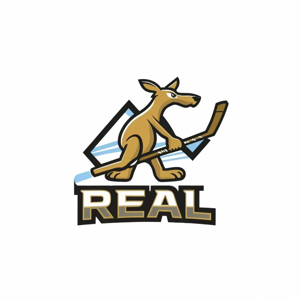 a logo design,with the text "Real", main symbol:Crazy Animal playing ice hockey,Moderate,be used in Sports Fitness industry,clear background