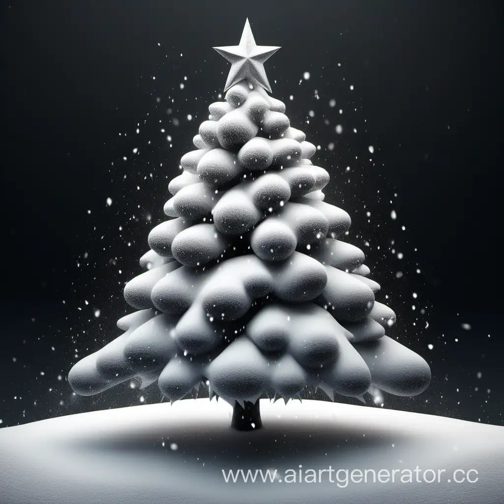 Elegant-3D-SnowCovered-Christmas-Tree-in-a-Black-Winter-Night