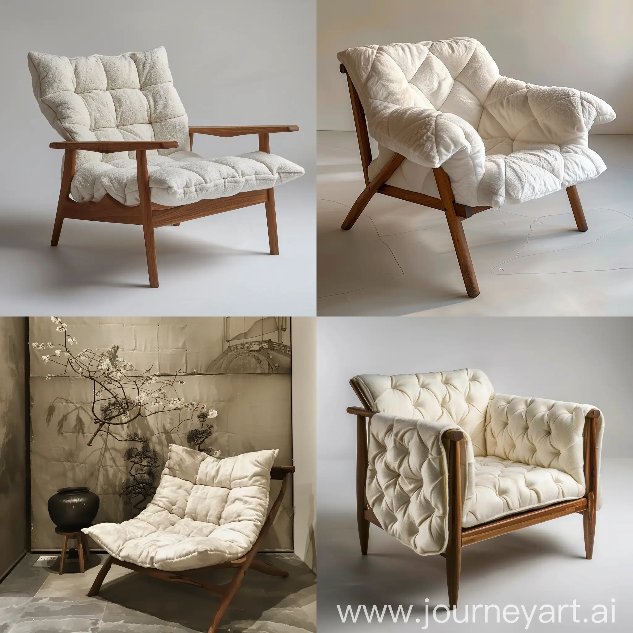 Luxurious-Japanese-Chair-with-Cashmere-Quilt-Trendy-and-Unique-Design