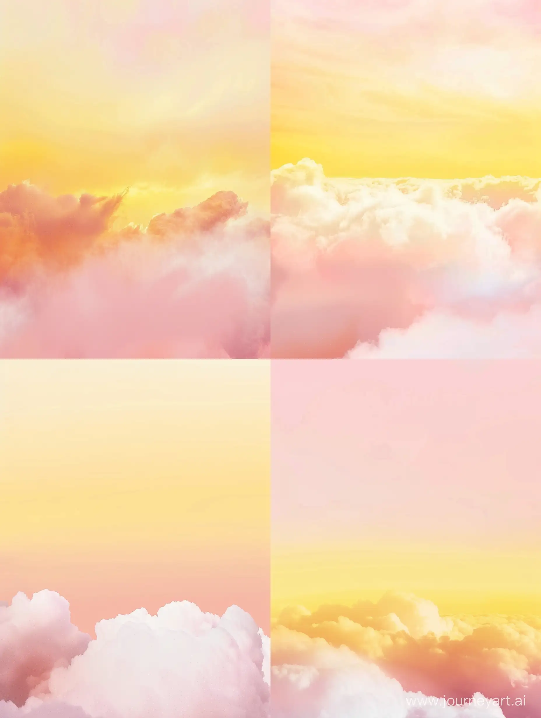 A low shot of a soft cloud in pink, yellow and orange skyes. Soft, surreal and harmonious colors. A moment of sunrise. --ar 3:4 --s 0 --style raw --v 6 