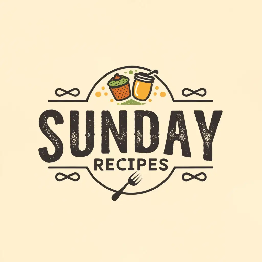 a logo design,with the text "SUNDAY RECIPES", main symbol:YOUR DESI FOOD VLOG,Moderate,be used in Restaurant industry,clear background
