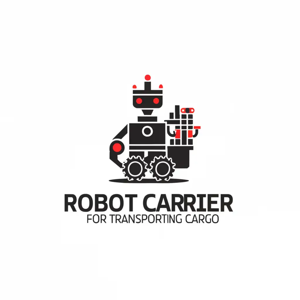 a logo design,with the text "robot carrier RZD for transporting cargo on a white background", main symbol:robot, cart,complex,be used in Technology industry,clear background