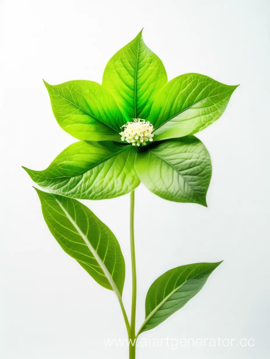 ANNUAL HYBRID wild BIG flower 8k ALL FOCUS with natural fresh green 2 leaves on white background 