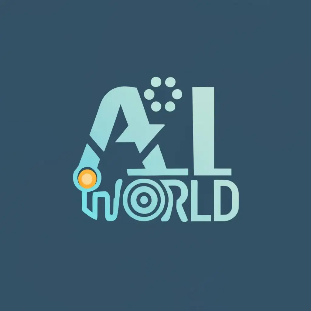 logo, Ai , programming , world, with the text "AI World Tech", typography