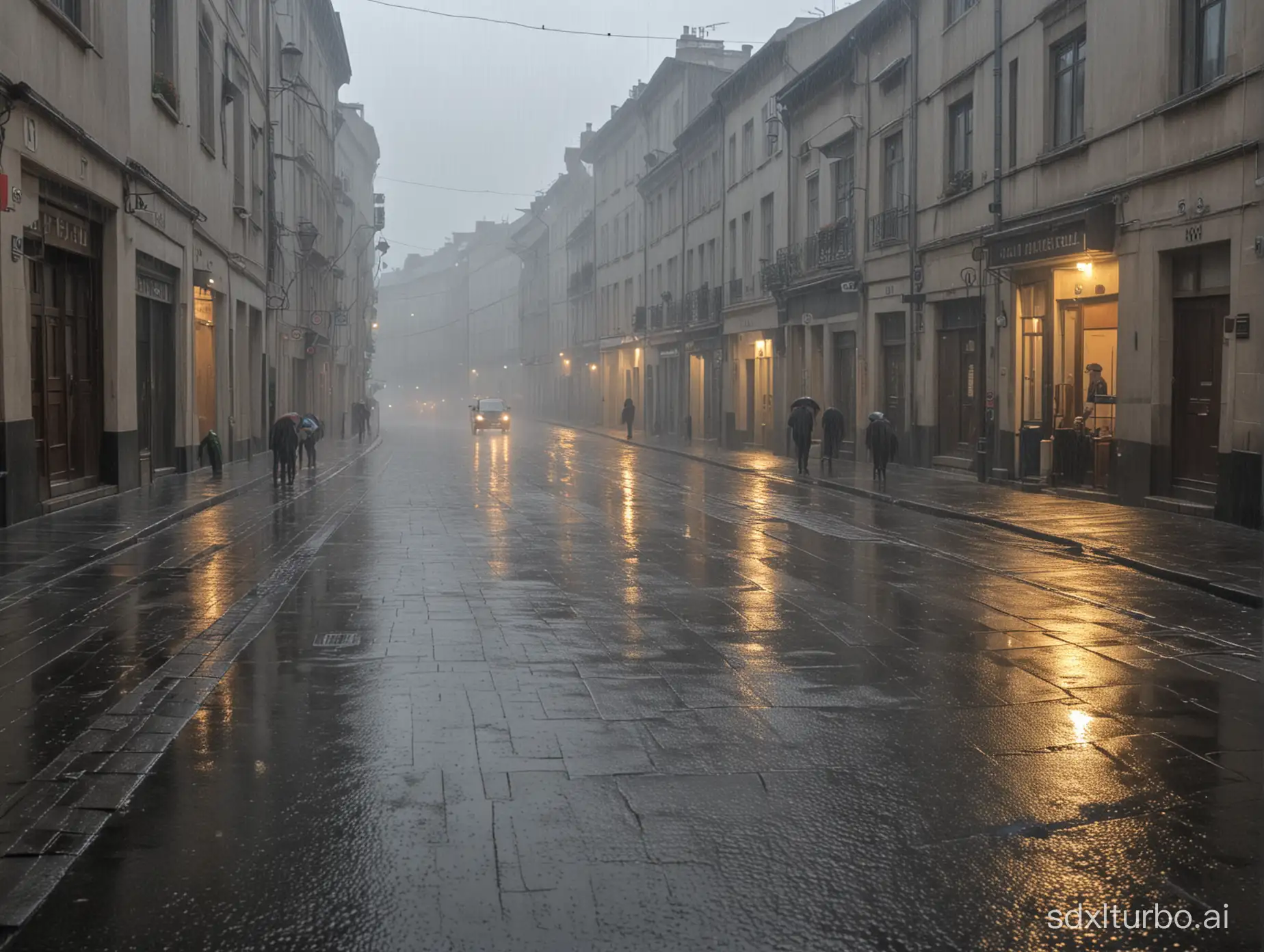 下雨的街边