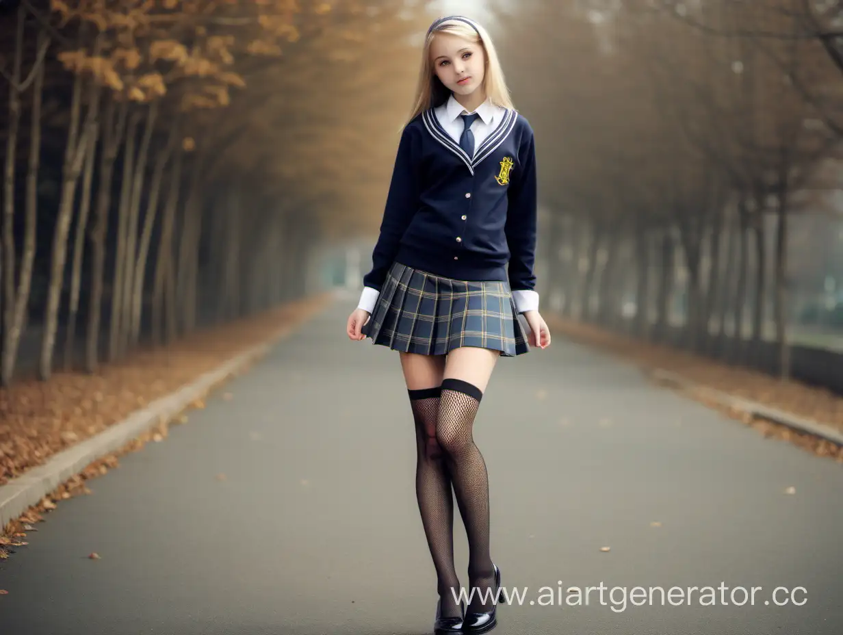 Stylish-European-Schoolgirl-in-Fashionable-Uniform-and-High-Heels