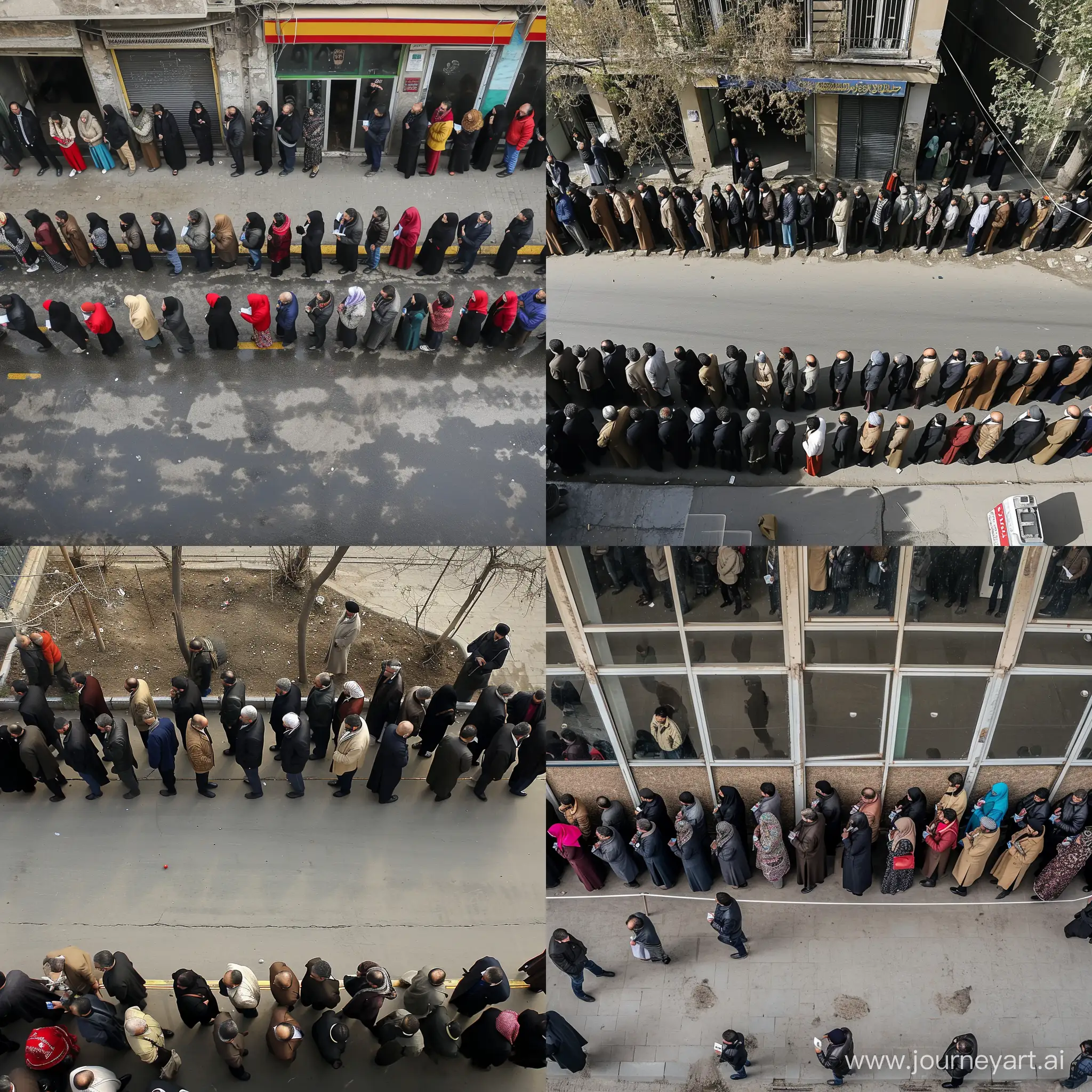 Thousands of Iranians in line to vote for the National Assembly, aerial view