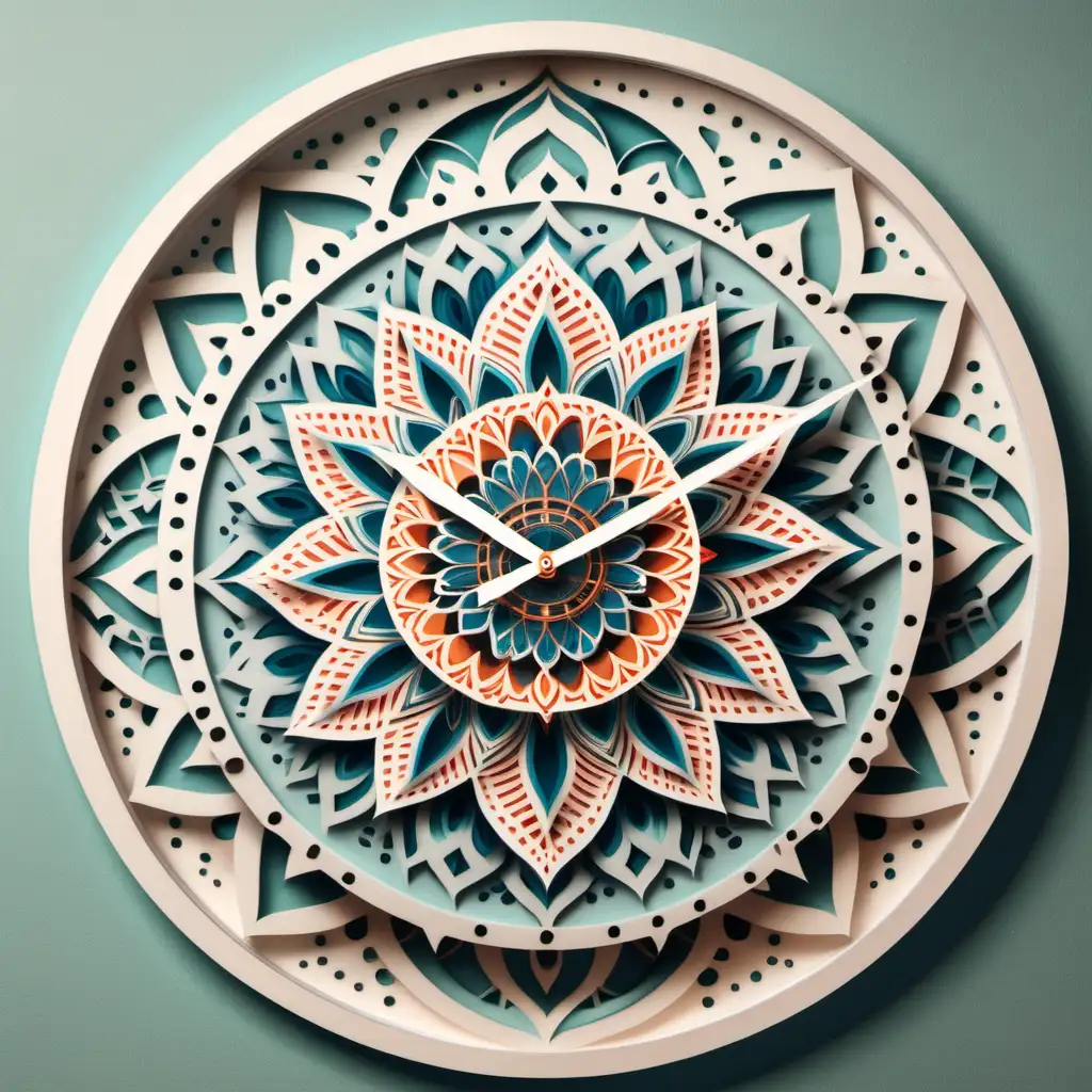 Elegant Multilayer Mandala Clock Design Symmetrical and Simple Art