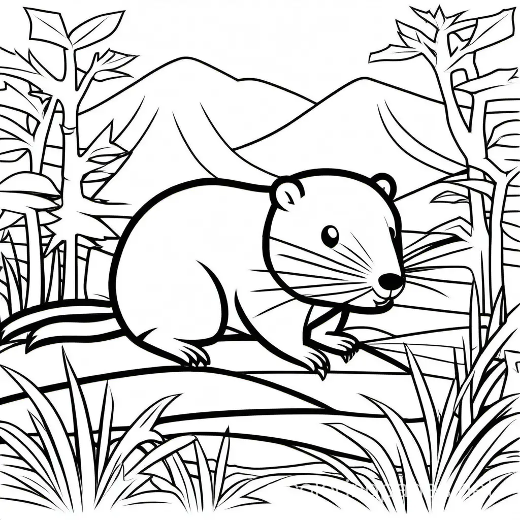 Simple-Beaver-Coloring-Page-Black-and-White-Line-Art-for-Kids