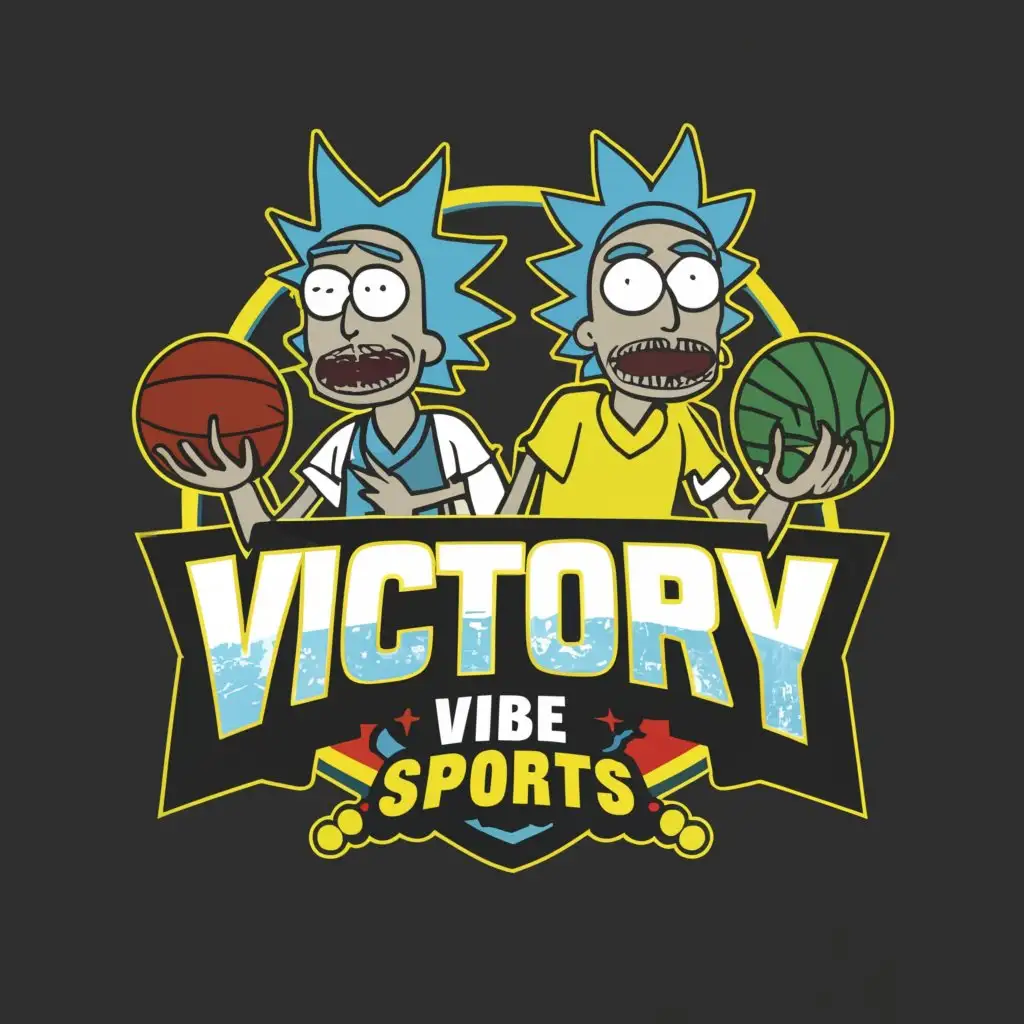 a logo design,with the text 'Victory Vibe Sports', main symbol:Rick and Morty basketball.,complex,be used in Retail industry,clear background