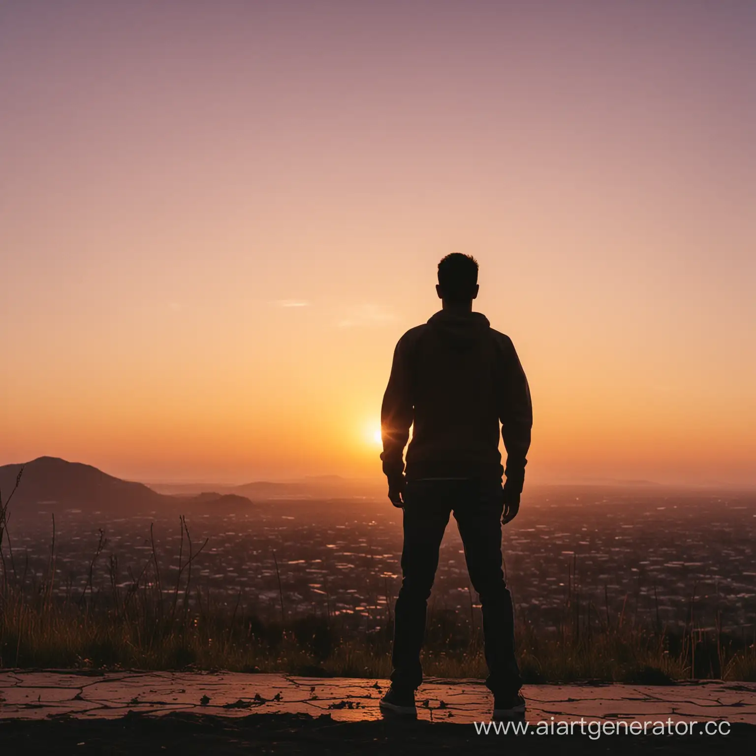 Silhouette-of-a-Person-against-Sunset-Sky