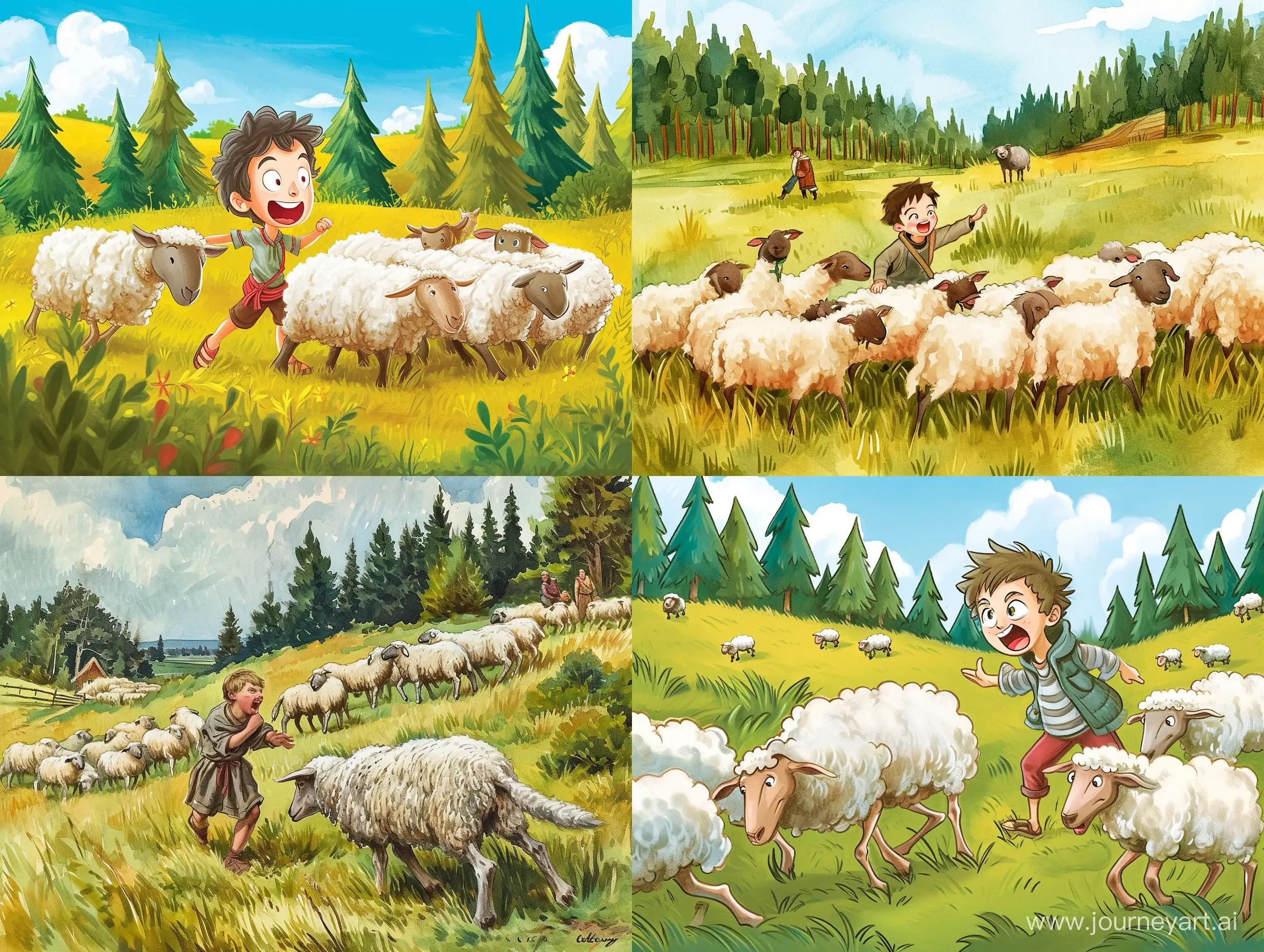 A shepherd boy in a village used to take his herd of sheep across the fields near the forest. He felt this job was very dull and wanted to have some fun. One day while grazing the sheep, he shouted, "Wolf! Wolf! The wolf is carrying away a lamb!" Farmers working in the nearby fields came running for help but didn’t find any wolf. The boy laughed and replied, "It was just fun. There is no wolf here". 

The boy played a similar trick repeatedly for many days. After some days, while the shepherd boy was in the field with the herd of sheep, suddenly, a wolf came out from the nearby forest and attacked one of the lambs. The boy was frightened and cried loudly, "Wolf! Wolf! The wolf is carrying a lamb away!" The farmers thought the boy was playing mischief again. So, no one paid attention to him and didn’t come to his help. 