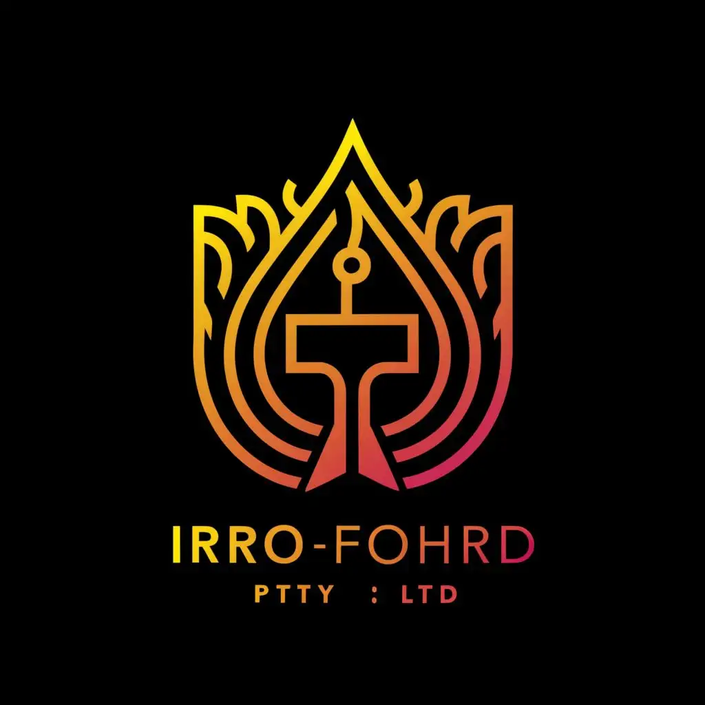 a logo design,with the text "Ironfohrd Pty Ltd", main symbol:anvil hammer fire,complex,clear background