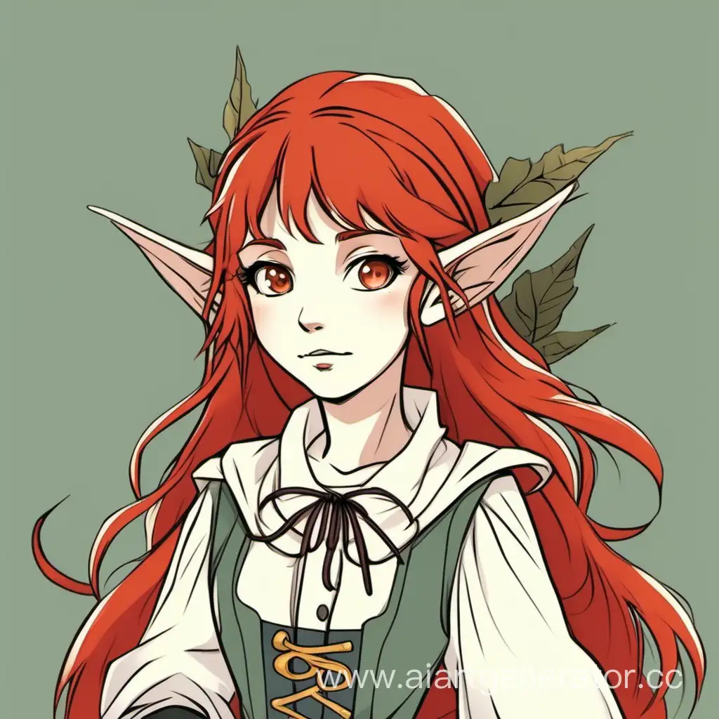 персонаж полурослик рыжая волшебница девушка в стиле ghibli 