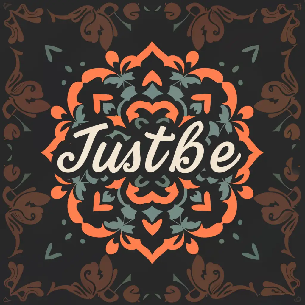 a logo design,with the text "JustBe.", main symbol:kaleidoscope
script font,complex,be used in Events industry,clear background