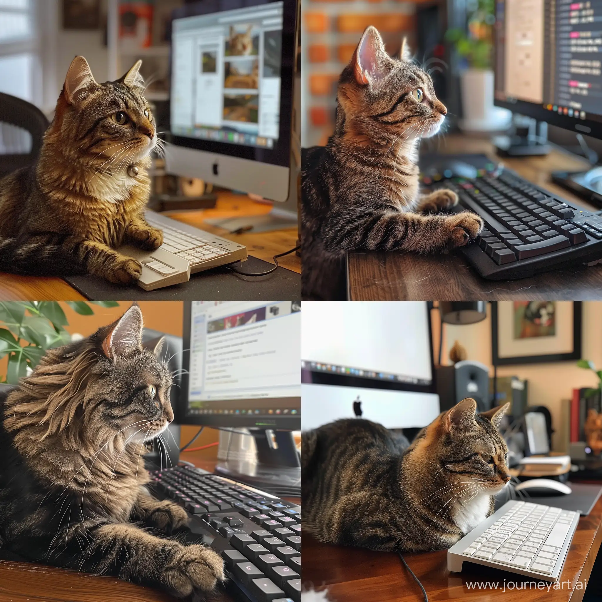 Curious-Cat-Working-at-Computer-Desk