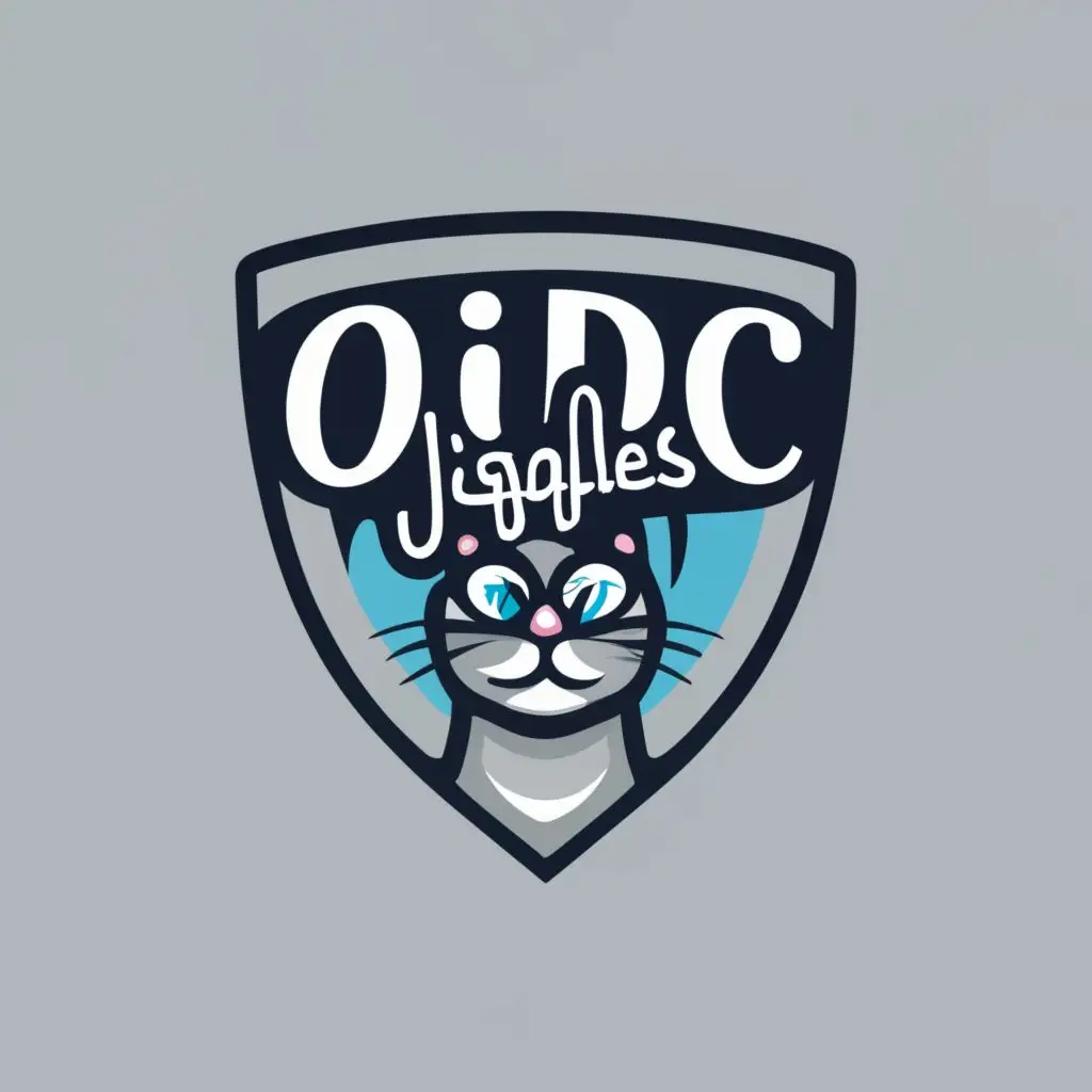 logo, shield, cat, with the text "OIDC Jiggles", typography, be used in Technology industry